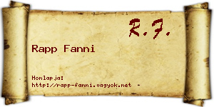 Rapp Fanni névjegykártya